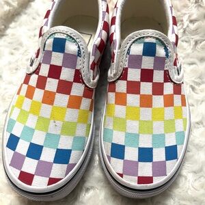 NWOT kids sz 11. Colorful Checkered Slip-On Vans
